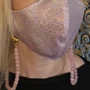Rose Quartz Face Mask Chain Necklace Crystal